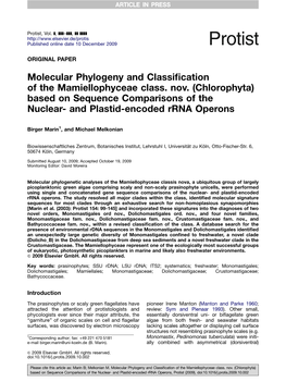 Molecular Phylogeny and Classification of The