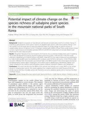Potential Impact of Climate Change