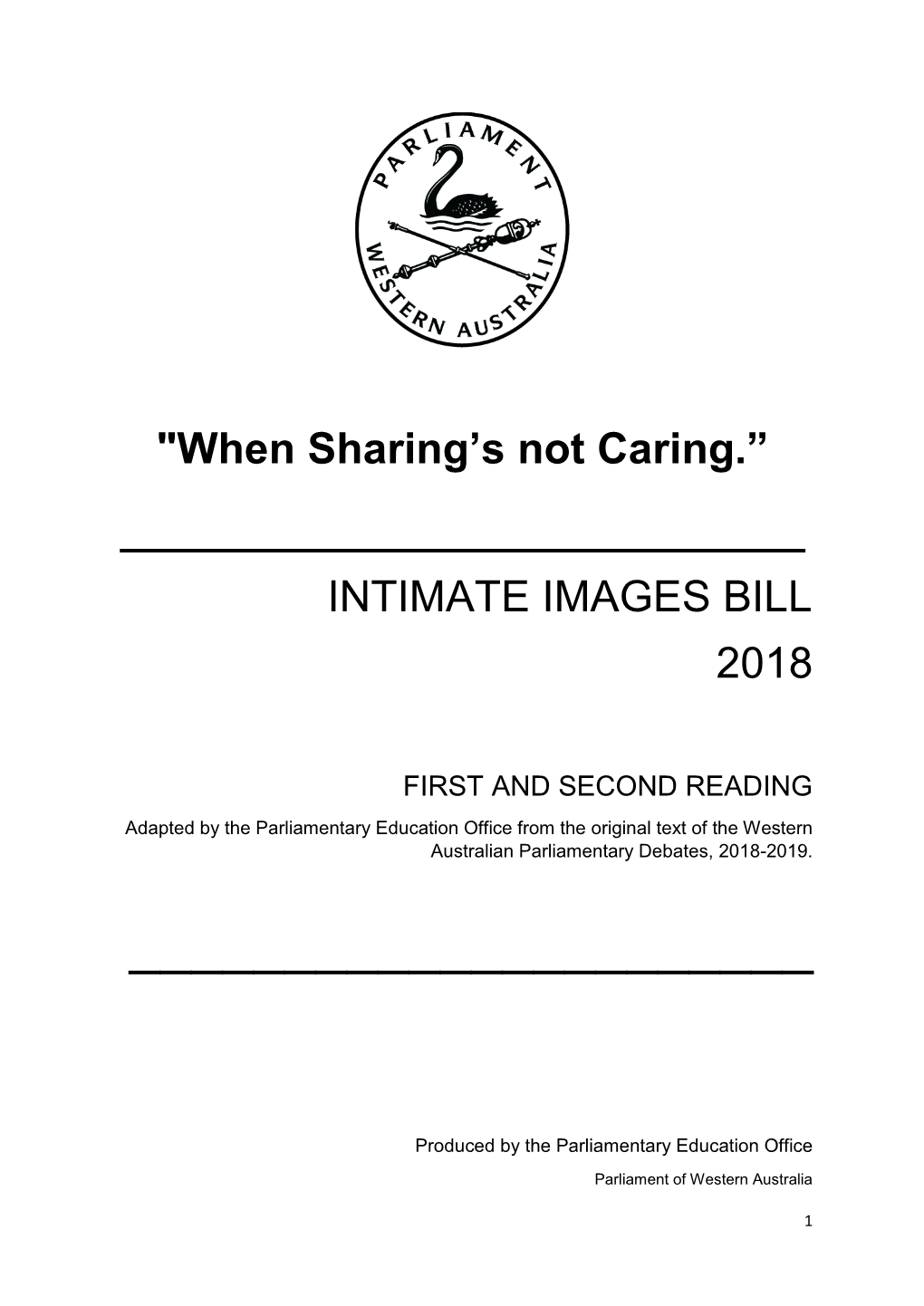 "When Sharing's Not Caring.” INTIMATE IMAGES BILL 2018