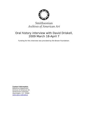 Oral History Interview with David Driskell, 2009 March 18-April 7