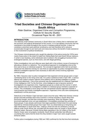 Triad Societies and Chinese Organised Crime in South Africa