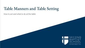 Table Manners and Table Setting