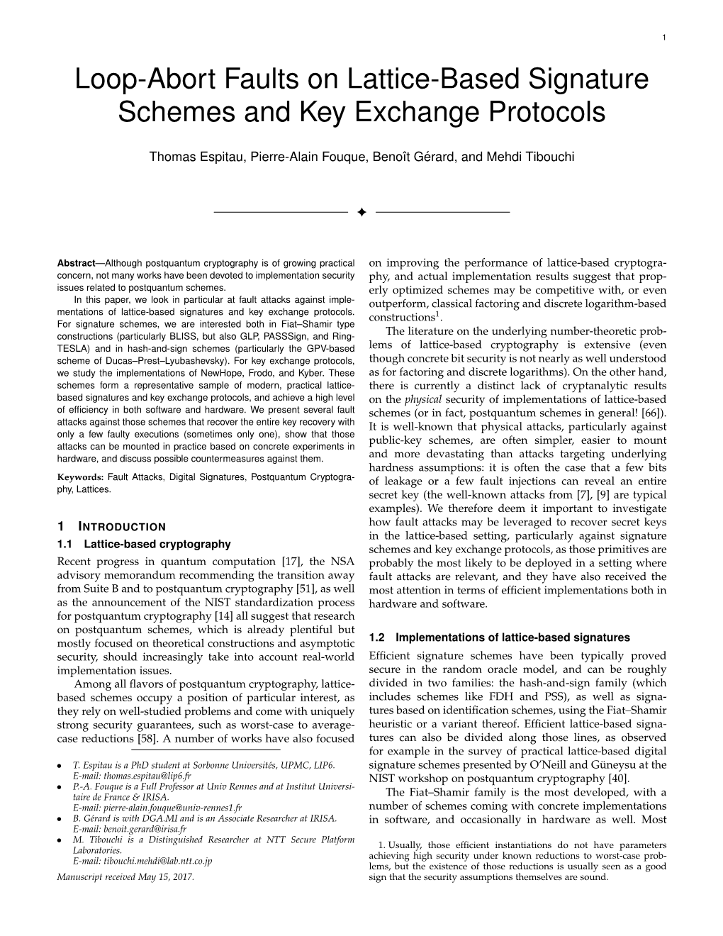Loop-Abort Faults on Lattice-Based Signature Schemes and Key Exchange Protocols