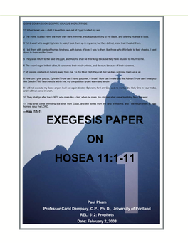 Hosea 11:1–11 Exegesis Paper
