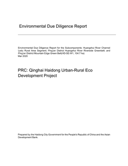 Environmental Due Diligence Report PRC: Qinghai Haidong Urban