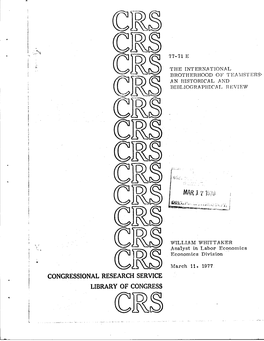 CONGRESSIONAL RESEARCH SERVICE LIBRARY Cidof CONGRESS TABLE of CONTENTS