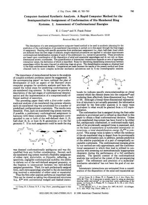 Computer-Assisted Synthetic Analysis. a Rapid Computer Method for the Semiquantitative Assignment of Conformation of Six-Membered Ring Systems