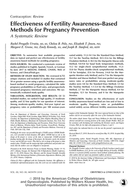 Effectiveness of Fertility Awareness–Based Methods for Pregnancy