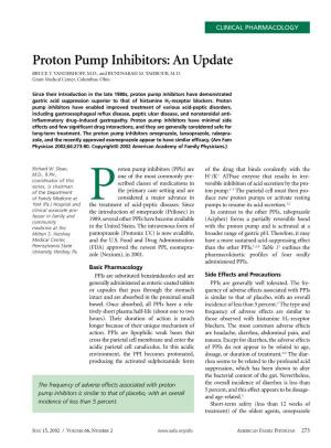 Proton Pump Inhibitors: an Update BRUCE T