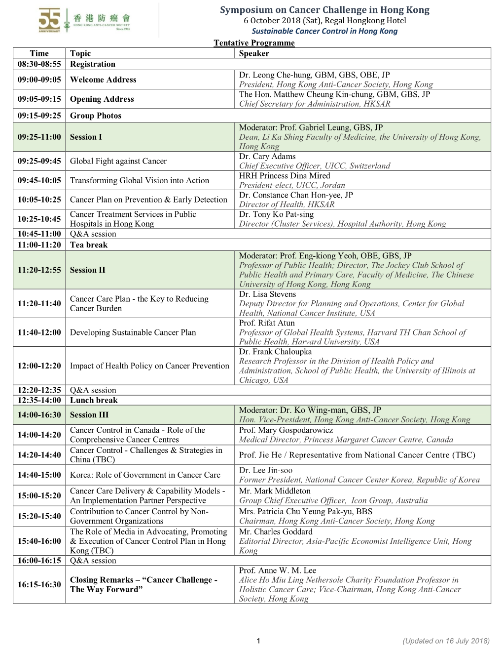 Symposium on Cancer Challenge in Hong Kong