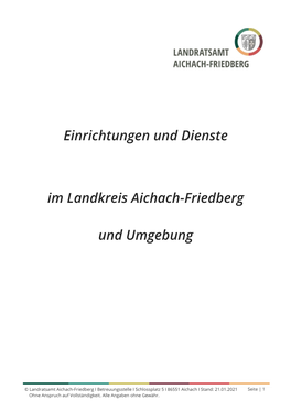 Einrichtungen Im Landkreis Aichach-Friedberg