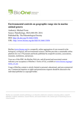 Foote, M. 2014. Environmental Controls on Geographic Range Size