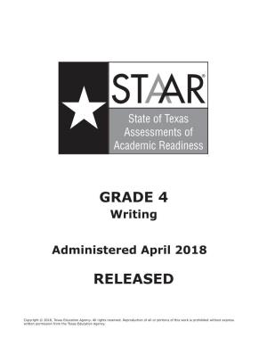 Staar Grade 4 Writing Tb Released 2018
