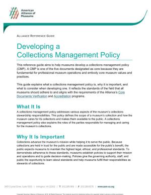 Developing a Collections Management Policy