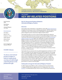 Factsheet on Key U.S. Government IRF Positions