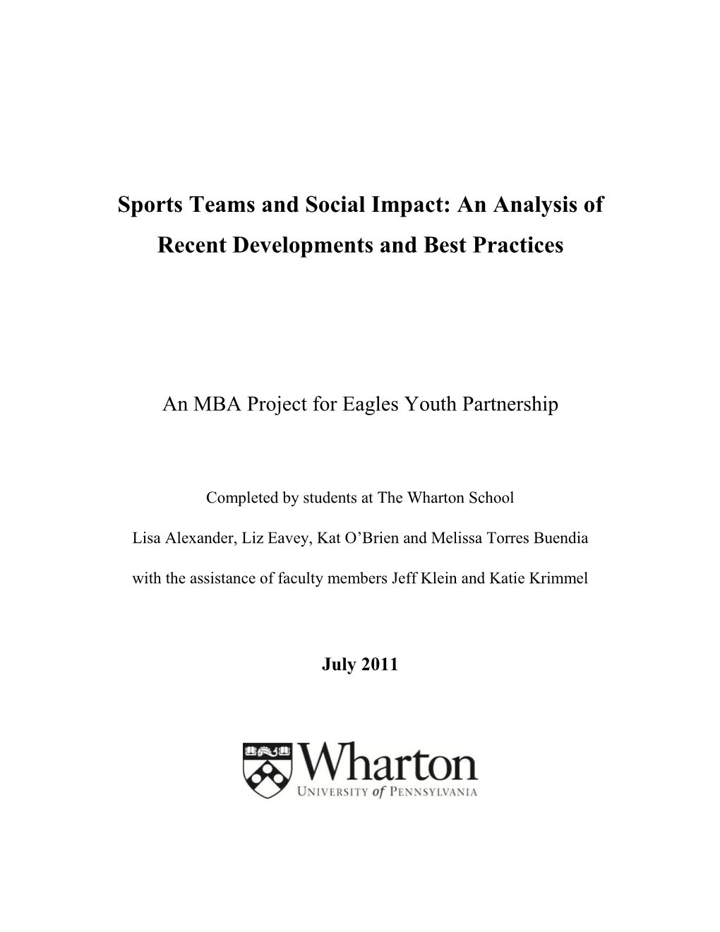 Social Impact of Sports Report