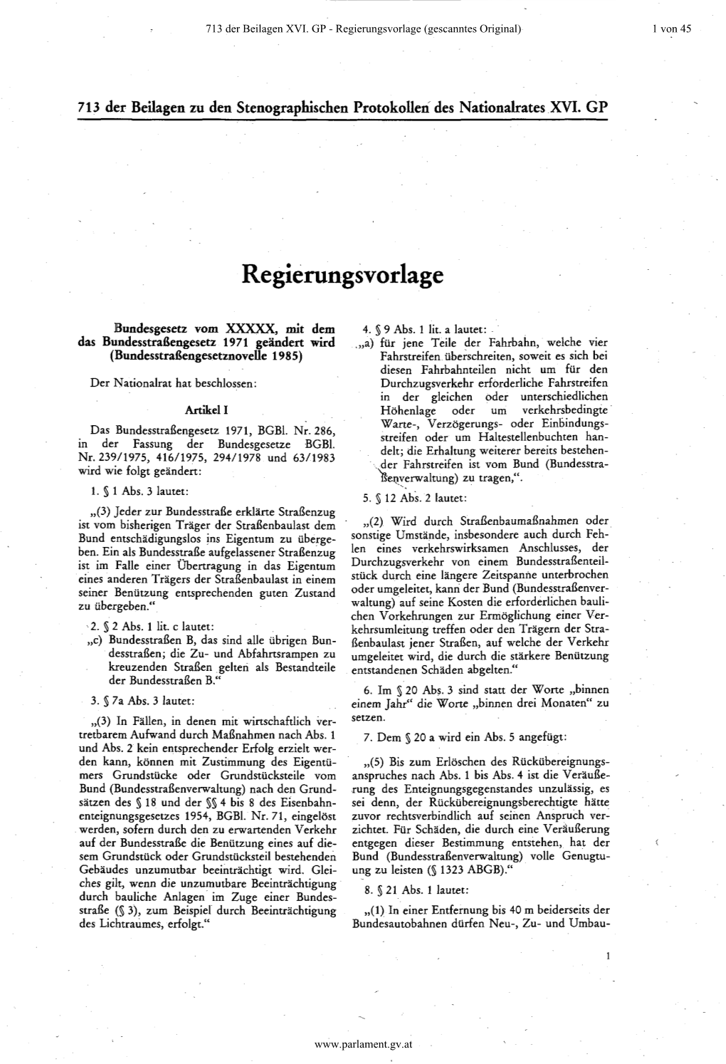 Regierungsvorlage (Gescanntes Original) 1 Von 45