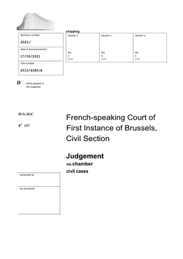 French-Speaking Court of First Instance of Brussels, Civil Section