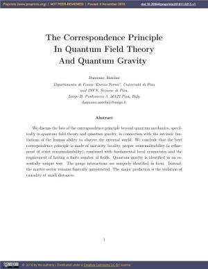 The Correspondence Principle in Quantum Field Theory and Quantum Gravity