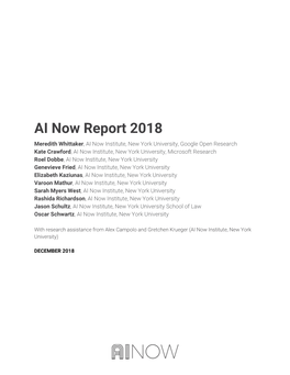 AI Now Report 2018
