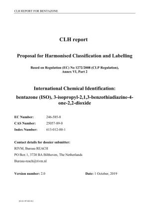 Clh Report for Bentazone