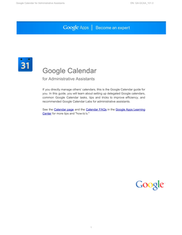 Google Calendar for Administrative Assistants DN: GA-GCAA 101.0