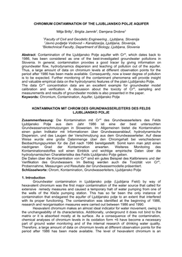 Chromium Contamination of the Ljubljansko Polje Aquifer