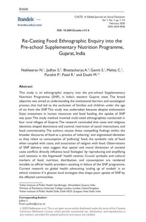 Re-Casting Food: Ethnographic Enquiry Into the Pre-School Supplementary Nutrition Programme, Gujarat, India