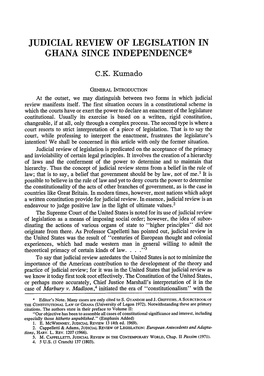 Judicial Review of Legislation in Ghana Since Independence*