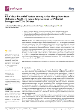 Zika Virus Potential Vectors Among Aedes Mosquitoes from Hokkaido, Northern Japan: Implications for Potential Emergence of Zika Disease