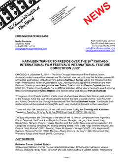 Kathleen Turner to Preside Over the 50 Chicago