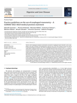 Practice Guidelines on the Use of Esophageal Manometry – A