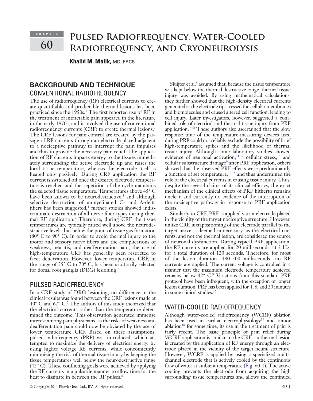 Pulsed Radiofrequency, Water-Cooled Radiofrequency, and Cryoneurolysis 433