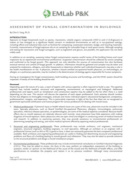 Assessment of Fungal Contamination in Buildings