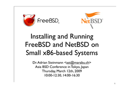 Installing and Running Freebsd and Netbsd on Small X86-Based Systems