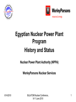 Egyptian Nuclear Power Plant Program History and Status