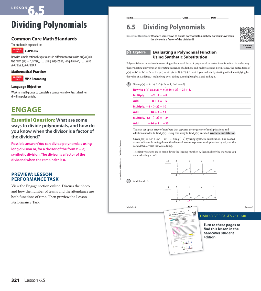 Dividing Polynomials