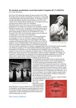De Muzikale Geschiedenis Van De Bayreuther Festspiele Afl. 17 (1954-55) Door Johan Maarsingh