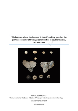 Crafting Together the Political Economy of Iron Age Communities in Southern Africa, AD 900-1900