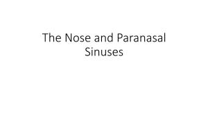 The Nose and Paranasal Sinuses Anatomy of the Nose