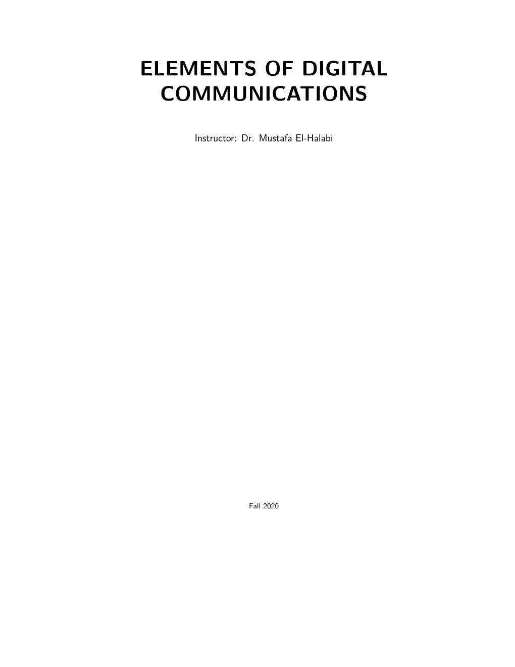 Elements of Digital Communications