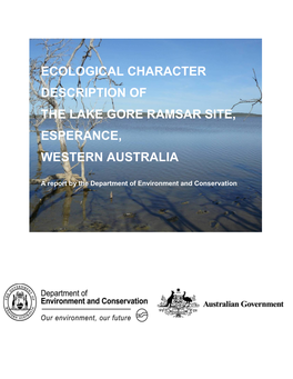 Ecological Character Description of the Lake Gore Ramsar Site, Esperance, Western Australia
