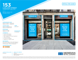 153 Retail for Lease Ludlow Street Lower East Side, Nyc