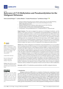 O-Methylation and Pseudouridylation for the Malignant Melanoma