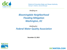 Federal Water Quality Association Bloomingdale Neighborhood