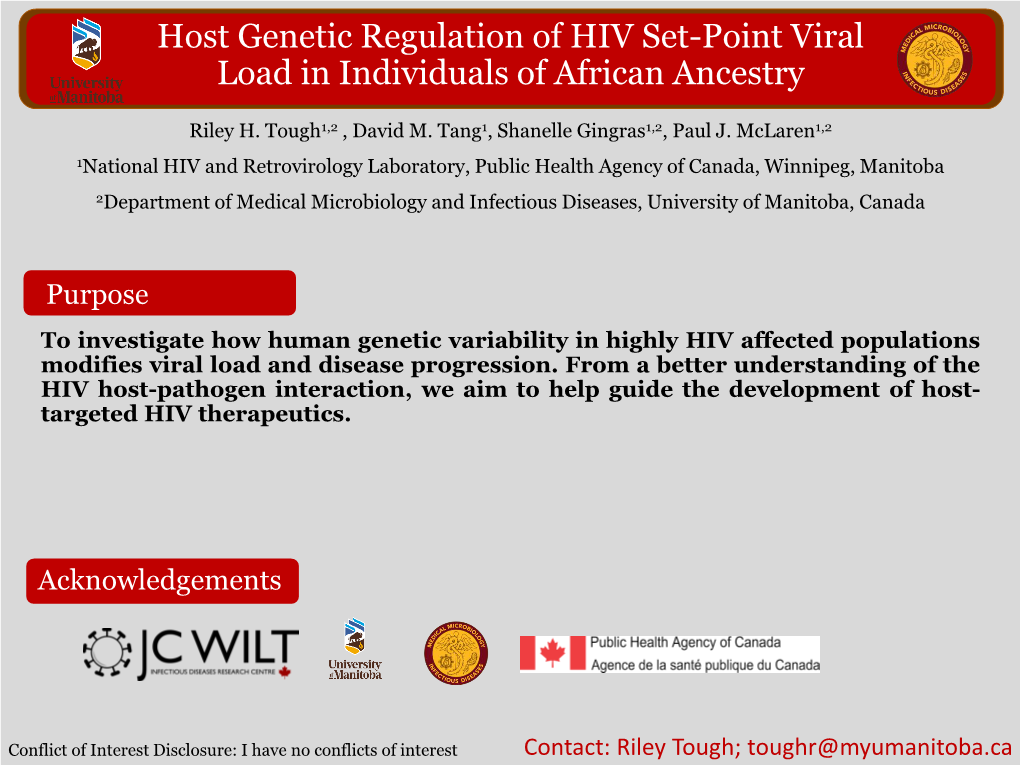 Genetic Regulation of HIV Infection in Individuals of African Ancestry