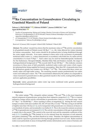 222Rn Concentration in Groundwaters Circulating in Granitoid Massifs of Poland