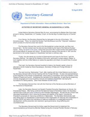 Secretary-General in Kazakhstan, 6-7 April