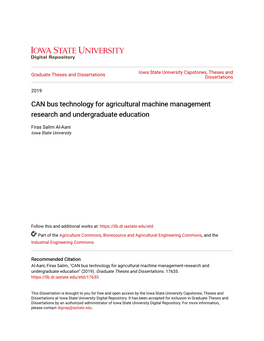 CAN Bus Technology for Agricultural Machine Management Research and Undergraduate Education