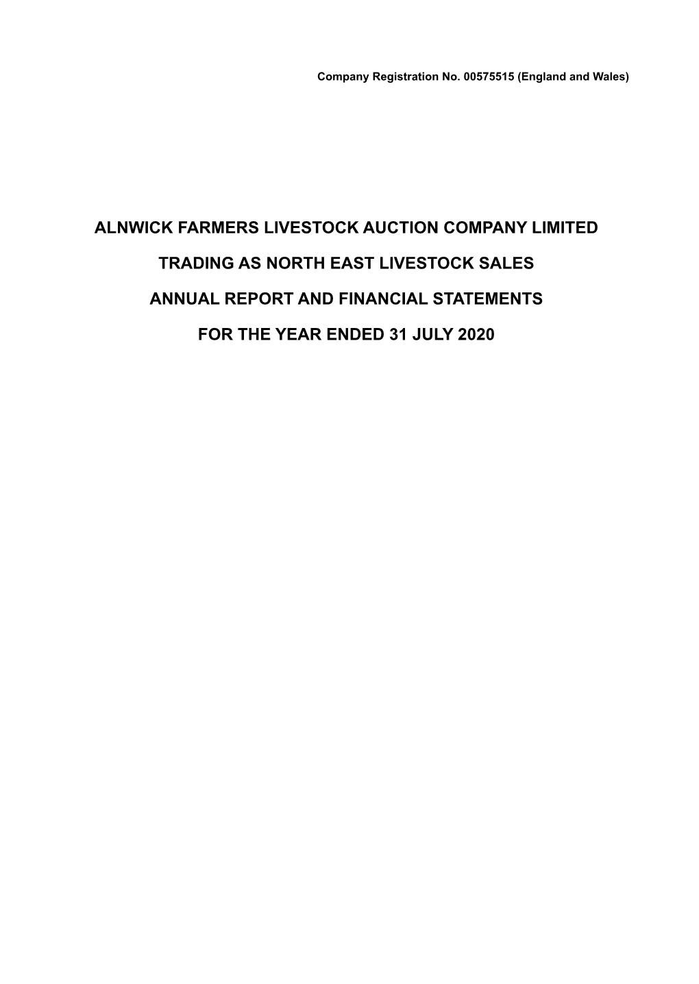 Alnwick Farmers Livestock Auction Company Limited